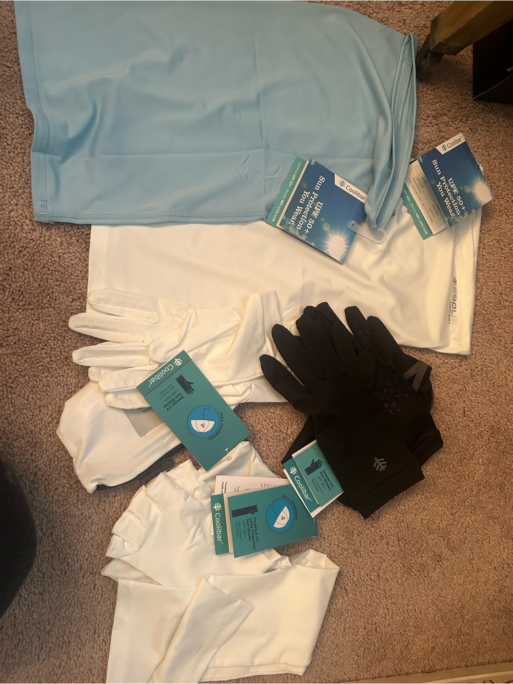 Coolibar Sun Protective Undershirt Set in Light Blue, White & Black
